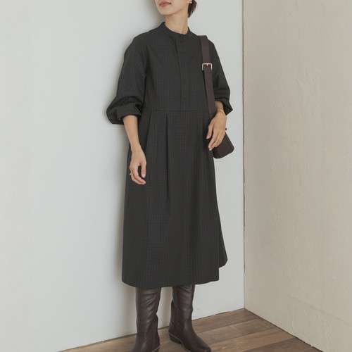 【VIP限时6折】东京胖黄瓜 DOORS 格子泡泡袖连衣裙 DRA7-26E103