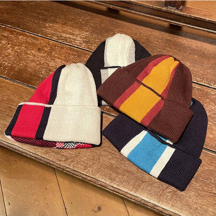 【VIP限时7折】BEAMS PLUS 纯羊毛提花条纹针织帽 男女款 0353
