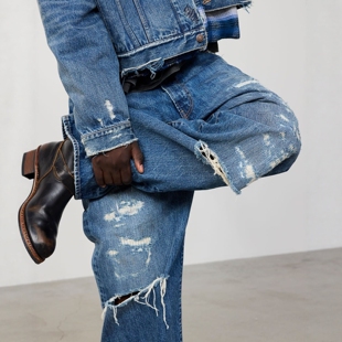 1640 男款 BEAMS 复古褪色做旧牛仔裤