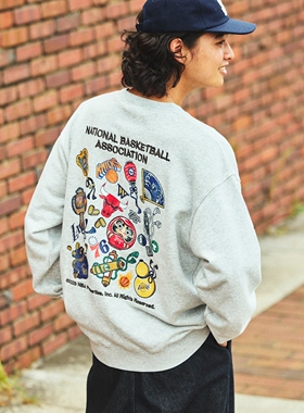 【55折】NBA x FREAK'S STORE 刺绣印花宽松卫衣 男女款 3142