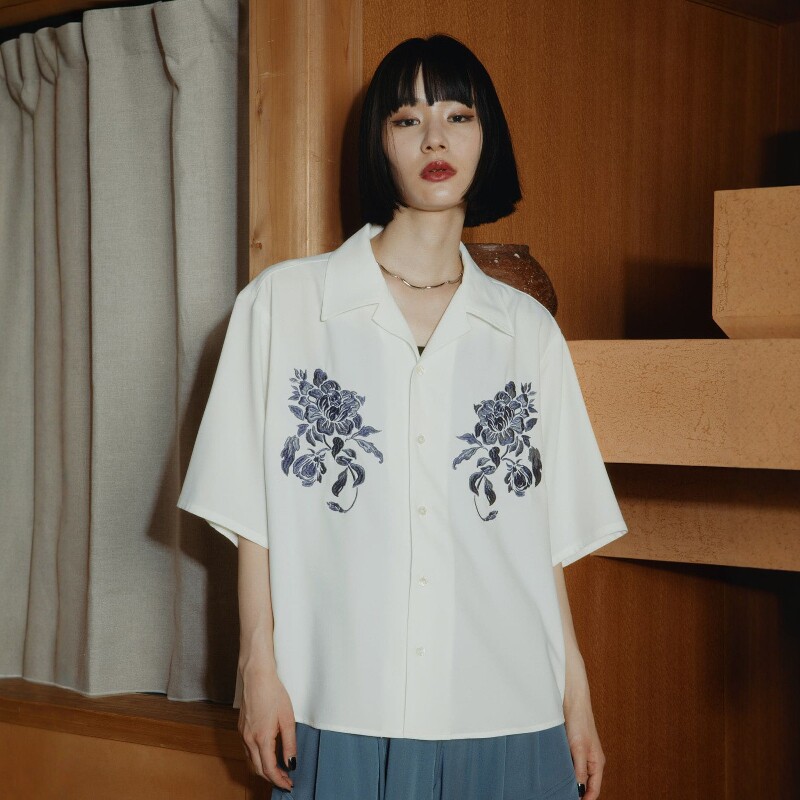 东京胖黄瓜日本代购 HARE 女款 刺绣短袖衬衫 784984