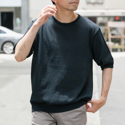 东京胖黄瓜日本代购 ROSSO 圆领短袖针织T恤 RA26230-1021001