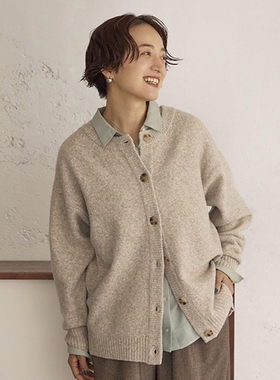 日本代购 studio CLIP 前后穿圆领针织开衫 601080