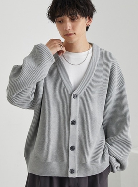 日本代购 MONO-MART V领宽松针织开衫 cd903