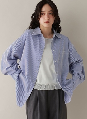 日本代购 RAGEBLUE 女款 条纹长袖衬衫 638606