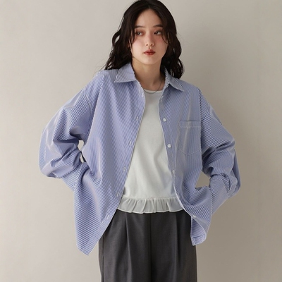 日本代购 RAGEBLUE 女款 条纹长袖衬衫 638606