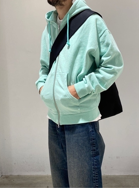 【6折】日本代购 MONKEY TIME 做旧法式毛圈拉链帽衫 0000