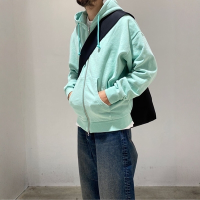 【6折】日本代购 MONKEY TIME 做旧法式毛圈拉链帽衫 0000