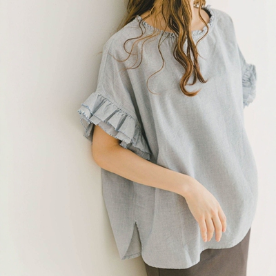 东京胖黄瓜日本代购 ITEMS URBANRESEARCH 双层荷叶边衬衫2033003