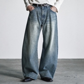 东京胖黄瓜日本代购 WYpt1678 弧形垂褶牛仔裤 WYM LIDNM