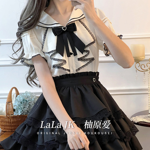 裙女 原创设计学院水手领复古宫廷风日系显瘦套装 啦啦酱 柚原爱