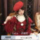 原创设计红色古早doll感奈奈风一字肩毛衣套装 啦啦酱 丝绒巧克力