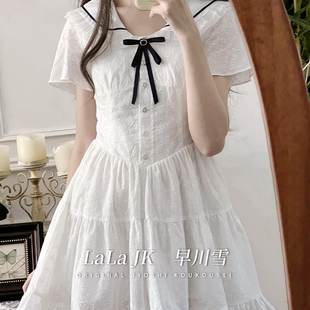 啦啦酱 早川雪 原创设计小白裙初恋感可爱甜美日系软妹连衣裙新款