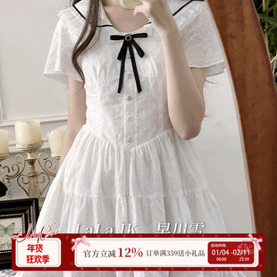 啦啦酱 早川雪 原创设计小白裙初恋感可爱甜美日系软妹连衣裙新款