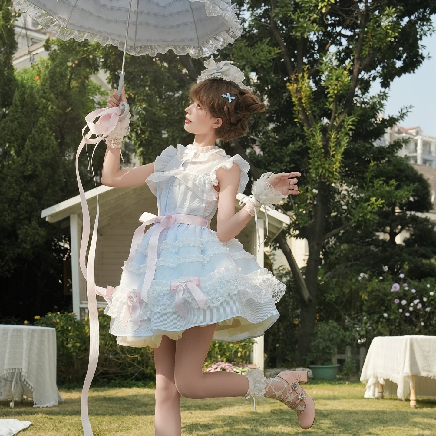 啦啦酱 霜糖蛋糕 日系doll感蛋糕连衣裙缎带蝴蝶结奶油公主裙洋装