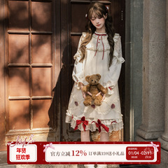 啦啦酱 草莓蛋糕 奶油蛋糕轻lo娃娃裙古早味doll感op长袖连衣裙