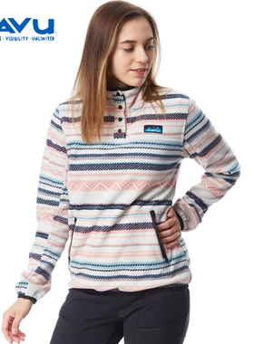 KAVU秋冬户外休闲宽松运动上衣女款摇粒绒半开襟立领套头衫女2053