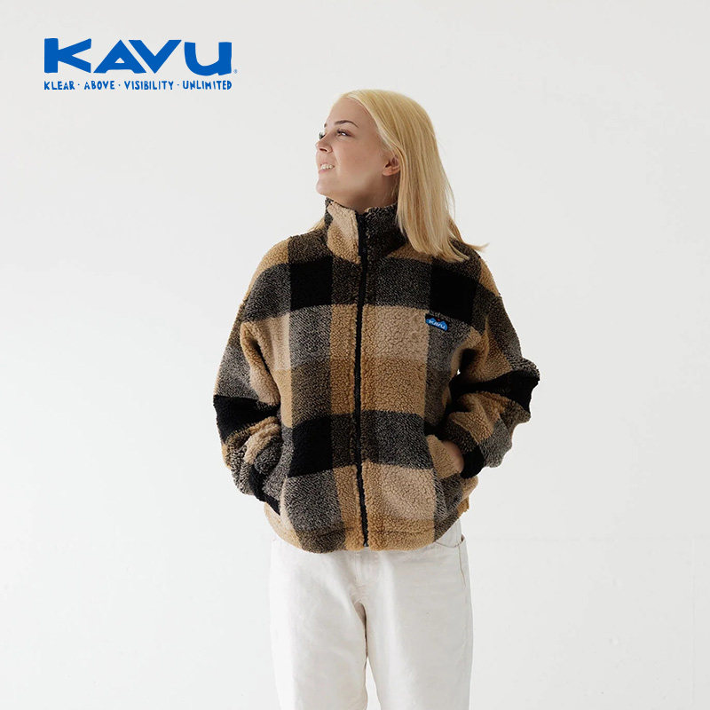 kavu 女款羊羔绒拉链外套短款夏尔巴抓绒夹克摇粒绒上衣