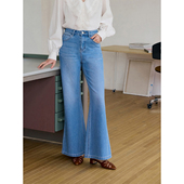 百搭喇叭裤 高腰显瘦超模裤 子 女春季 HeyDress弹力直筒微喇牛仔裤