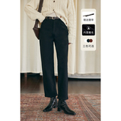 HeyDress法式 子 宽松高腰黑色裤 直筒牛仔裤 女秋冬加厚磨毛法棍裤
