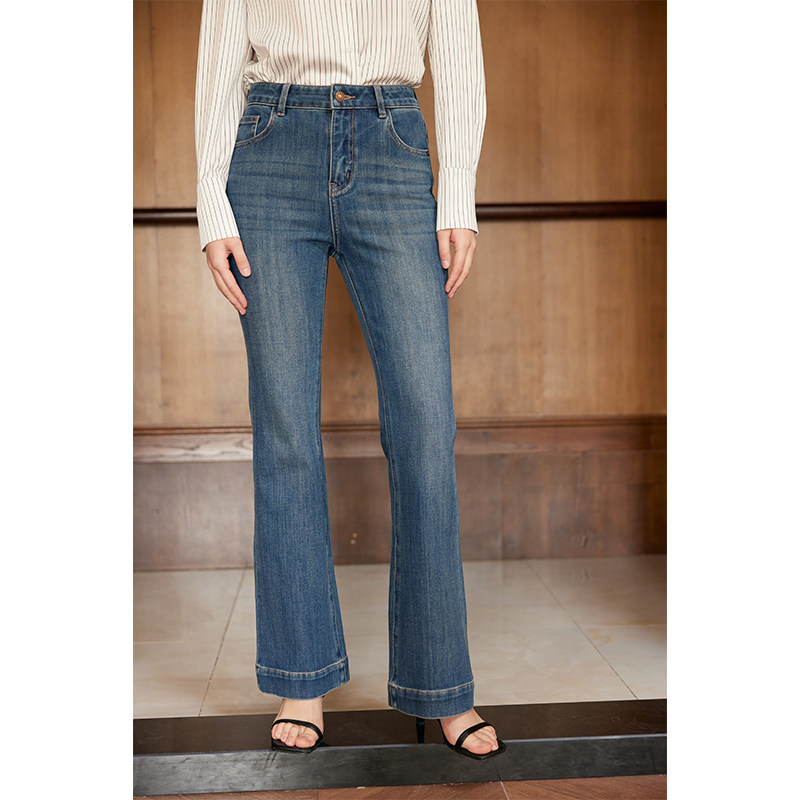 HeyDress四面弹微喇牛仔裤女秋季法式复古修身直筒裤通勤百搭裤子,女装/女士精品,牛仔裤,淘宝优惠券,粉丝福利购,淘宝优惠卷