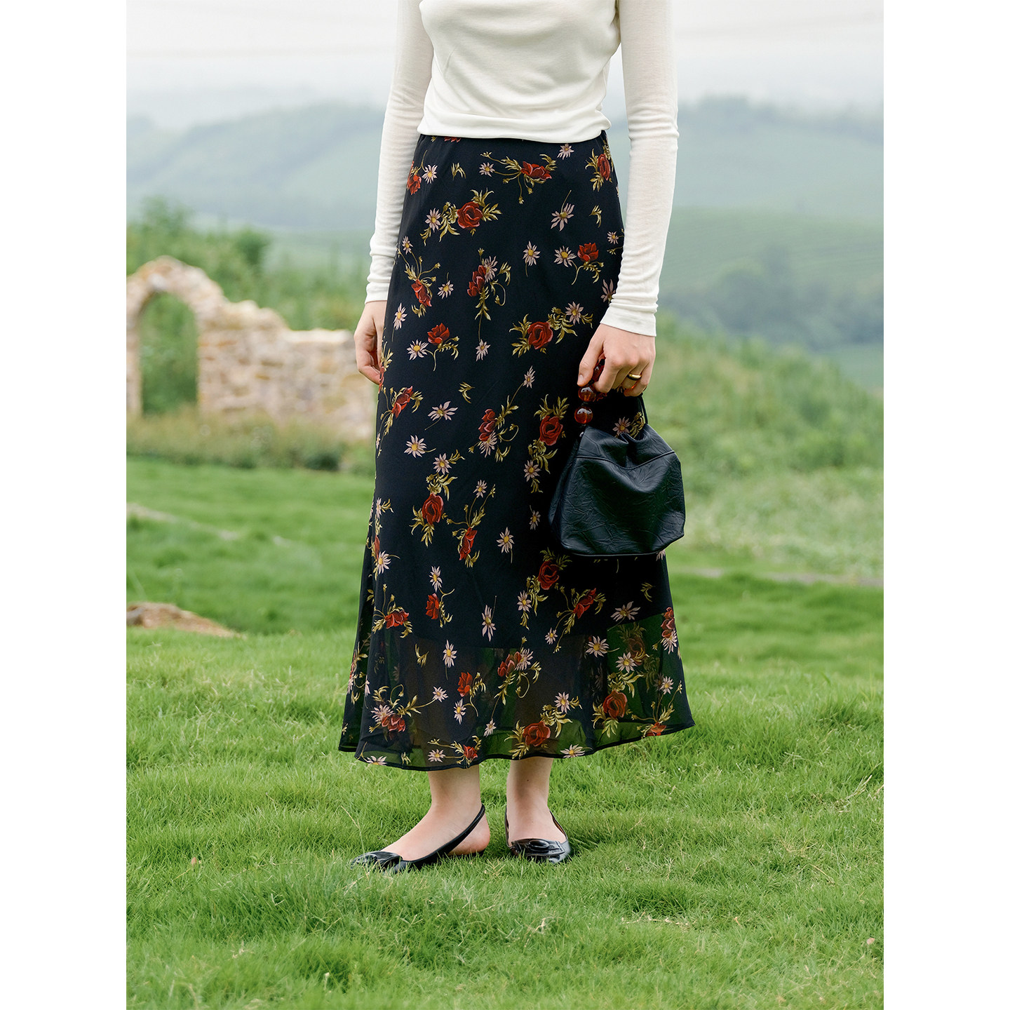 HeyDress法式玫瑰半身裙女秋季复古高腰斜裁半裙垂感高级a字裙子,女装/女士精品,半身裙,淘宝优惠券,粉丝福利购,淘宝优惠卷