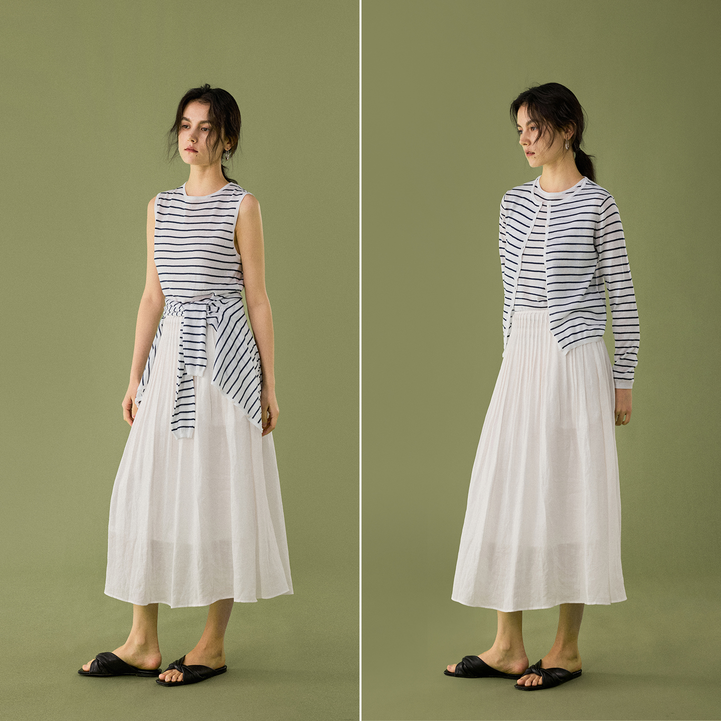 HeyDress【日光织物】天丝亚麻针织开衫女夏季法式吊带背心套装