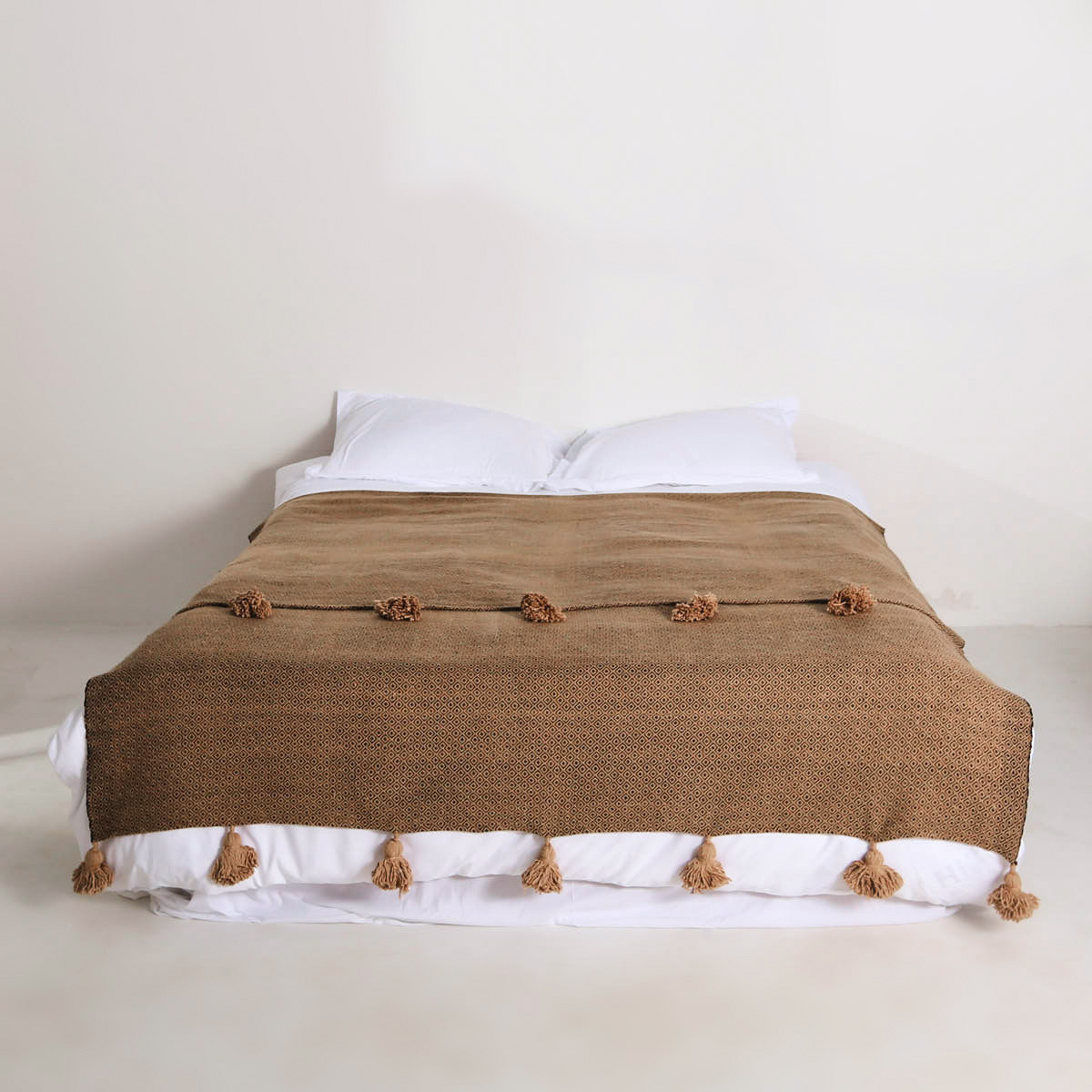 POMPOM手工机织羊毛毯床罩盖毯