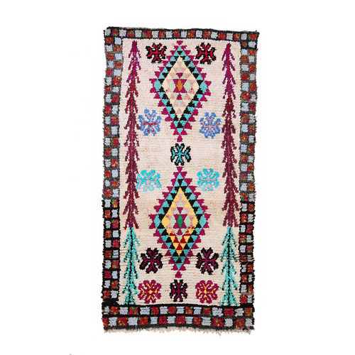 现货Azilal摩洛哥手工编织纯棉地毯客厅床边毯彩色地毯卧室地毯