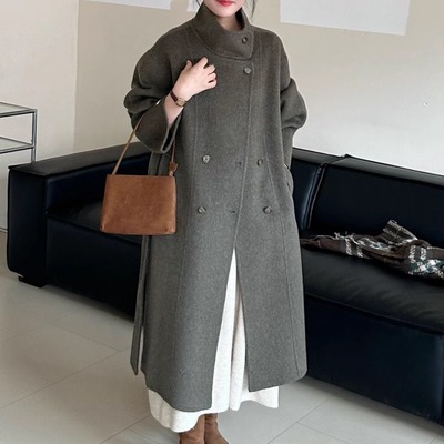 羊毛羊毛中长款通勤立领羊绒大衣