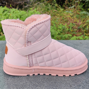 鞋 2201 加绒保暖加厚冬季 儿童雪地靴女童鞋 防滑棉靴 2侧边扣童鞋