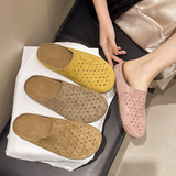 包头鞋女夏外穿2025新款复古平底凉拖懒人一脚蹬半拖鞋GL2933P50，男鞋运动鞋，四季服饰