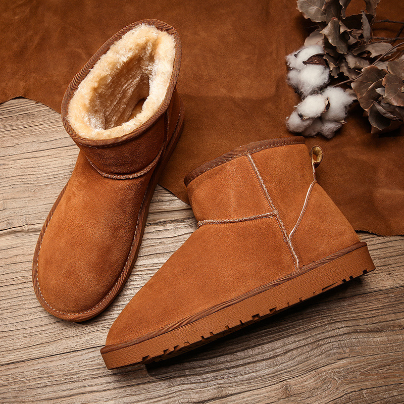 雪地靴男抗寒防滑真皮冬季加绒加厚保暖东北高帮大棉鞋子5854P75，男鞋运动鞋，四季服饰