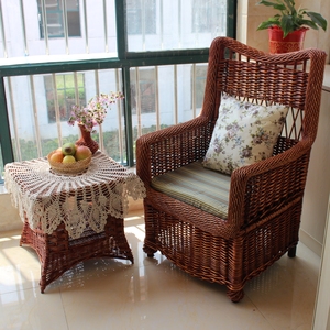 田园藤编柳编藤沙发藤椅子三件套单人阳台沙发客厅休闲沙发组合
