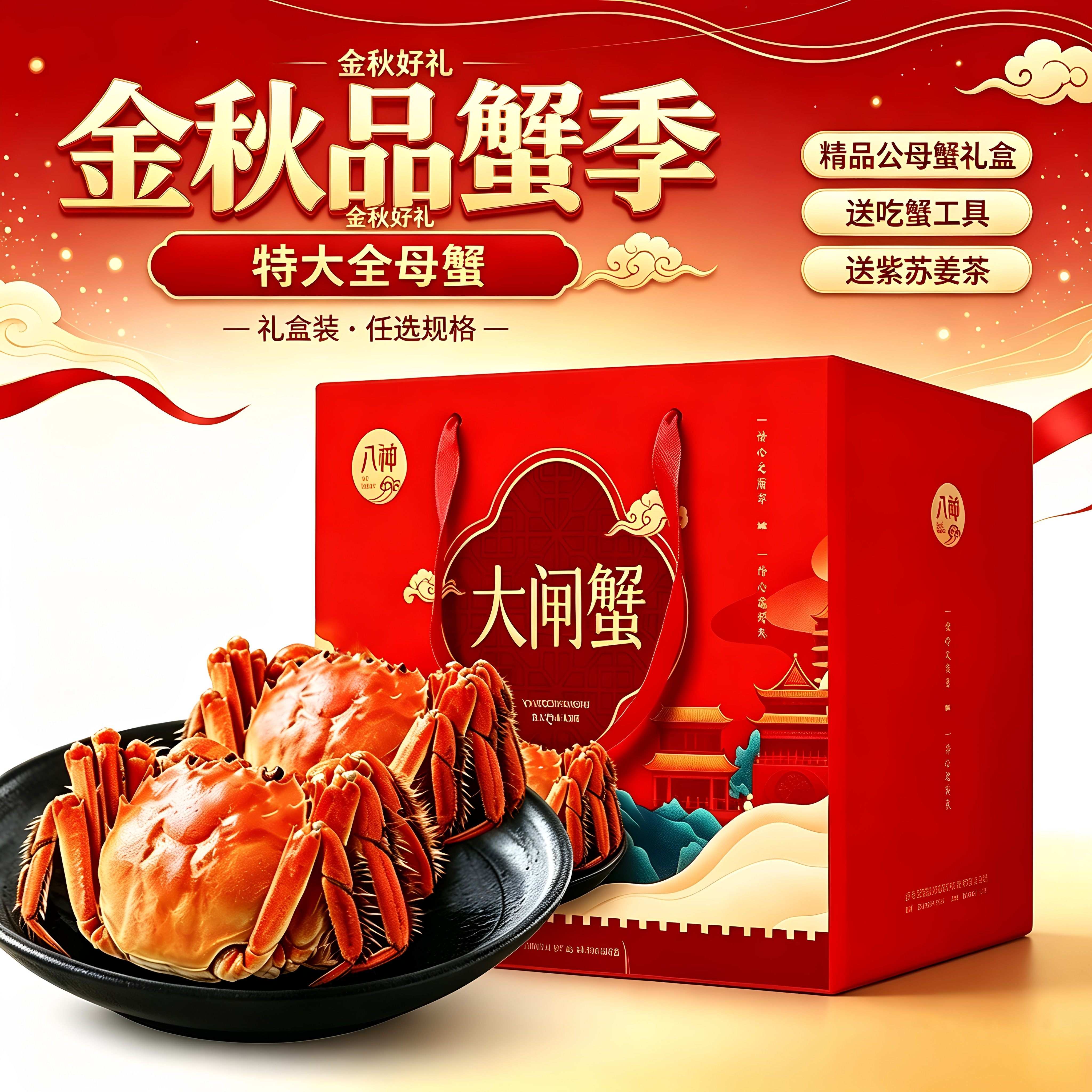 活蟹特大全母大闸蟹现货礼盒团购金秋品蟹鲜活精品螃蟹湖蟹旗舰店