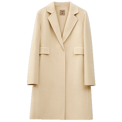 Amii2025冬新款长款西装领中长款毛呢女全绵羊毛双面呢外套大衣