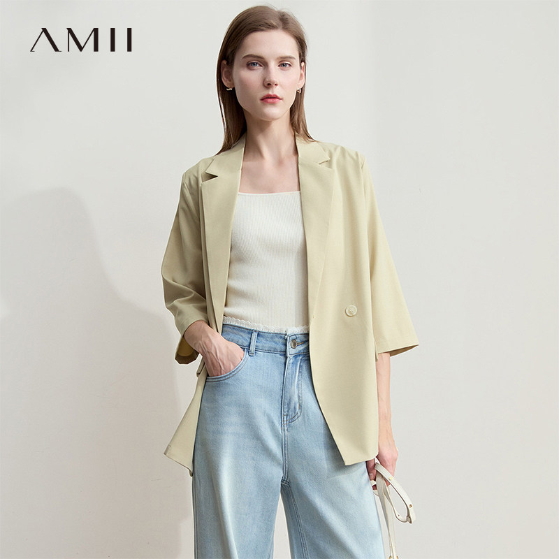 AMII休闲显瘦薄款西装女短外套