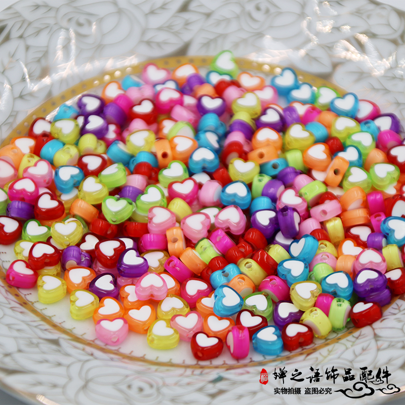diy手工串珠材料配件双色爱心