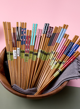 日本原装进口石田ishida天然竹精品先角竹筷家用男女情侣防滑筷子