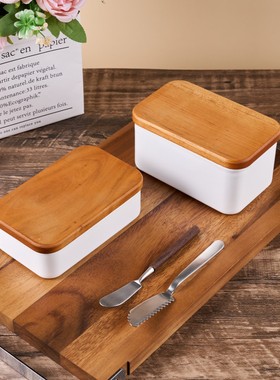 日本进口野田珐琅NODAHORO搪瓷黄油盒带盖樱花木盖收纳盒白色复古