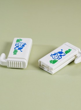 日本原装进口LEC厨房牛乳盒专用密封夹2只装白色可伸缩保鲜夹子