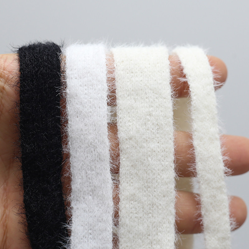 仿貂毛黑白色秋冬服装边条毛绒花边条细款水貂毛腰带毛衣绑带腰绳