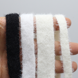 仿貂毛黑白色秋冬服装边条毛绒花边条细款水貂毛腰带毛衣绑带腰绳