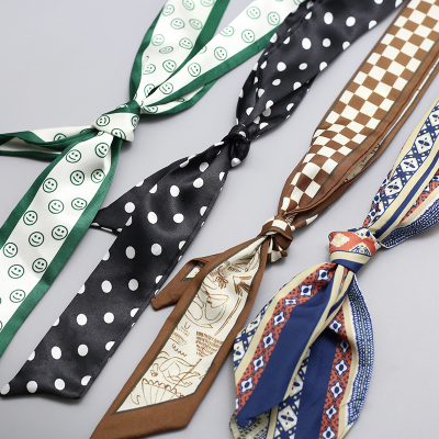 细款丝巾女生发带复古民族风绑发蝴蝶结飘带丝巾服饰包包装饰绸带