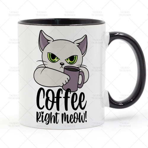 Coffee Right Meow 猫咪咖啡马克杯 陶瓷喝水杯子