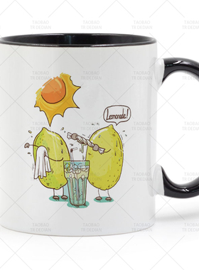 来一杯柠檬水 Lemon 有趣的陶瓷马克杯水杯杯子
