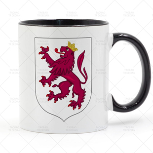 Leon 莱昂盾徽 西班牙纹章 十字军之王CK3 马克杯 咖啡陶瓷喝水杯