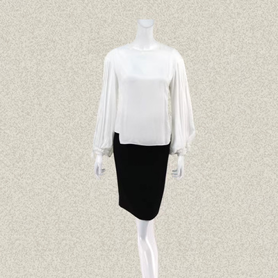 法路INA 正品绑带灯笼袖清新白色女春夏秋莱赛尔亲肤衬衫上衣7051