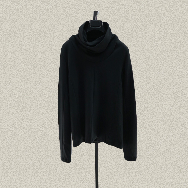 男装促销!桀* J*eor 正品 堆领黑色春秋冬百搭全棉针织卫衣 40524