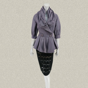 0141 正品 甜美OL女春秋短外套 0246 青果领荷叶摆七分灯笼袖